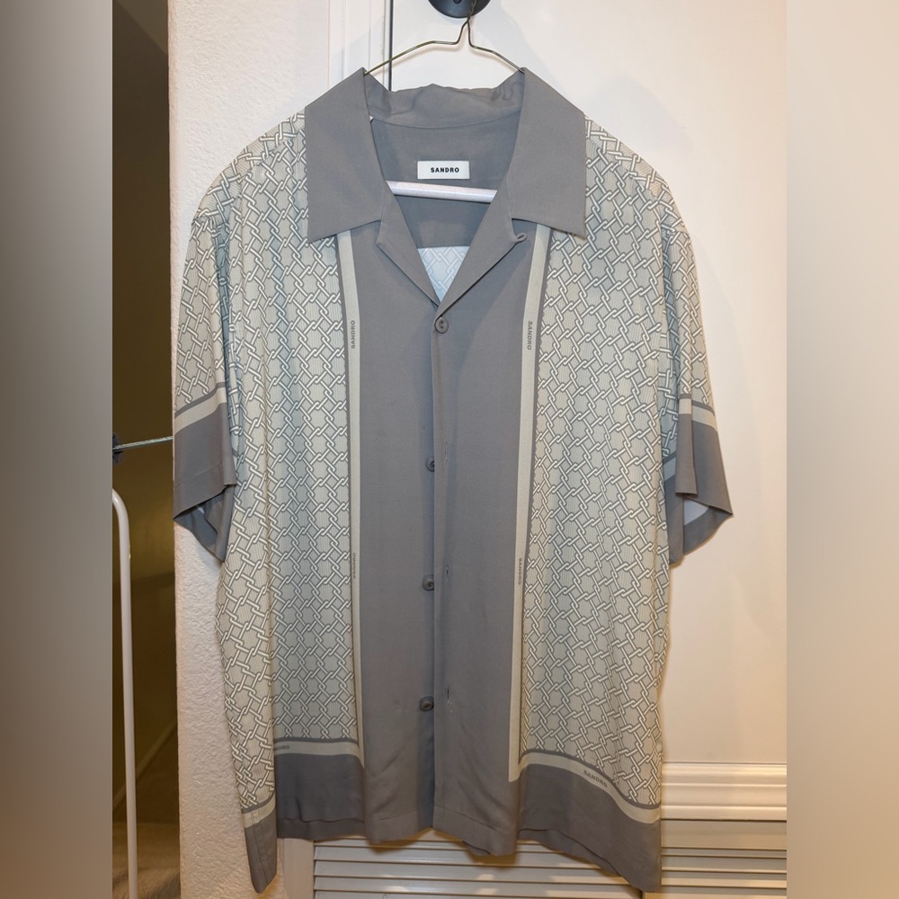 Sandro Short Sleeved Patterned Button Down Shirt … - image 4